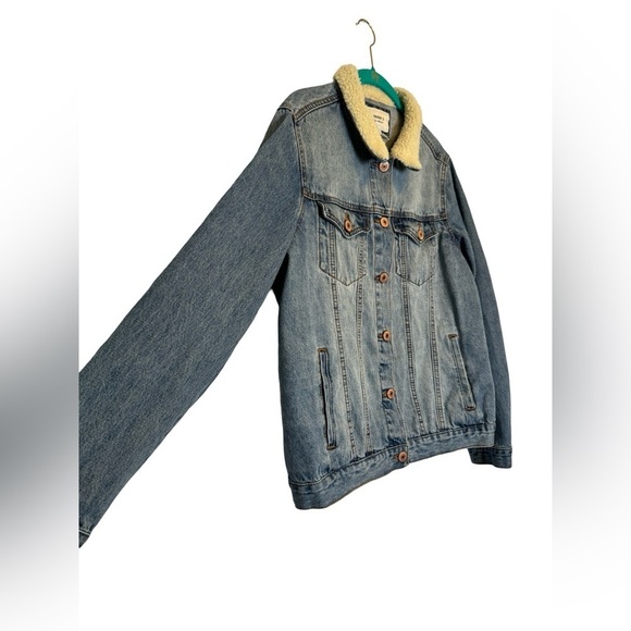 Forever 21 Jean Jacket Faux Fur Boys Large - Picture 6 of 14
